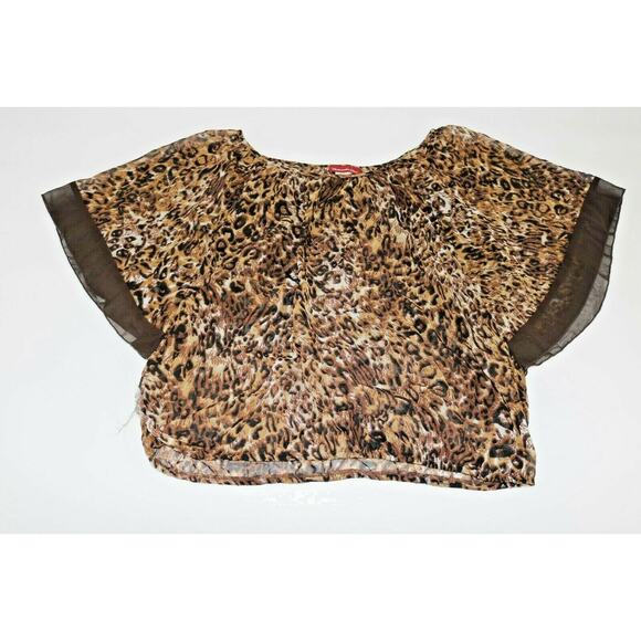 Panhandle Slim Women's Top Blouse Flutter Sleeve Animal Cheetah Print Size Small - Picture 1 of 2